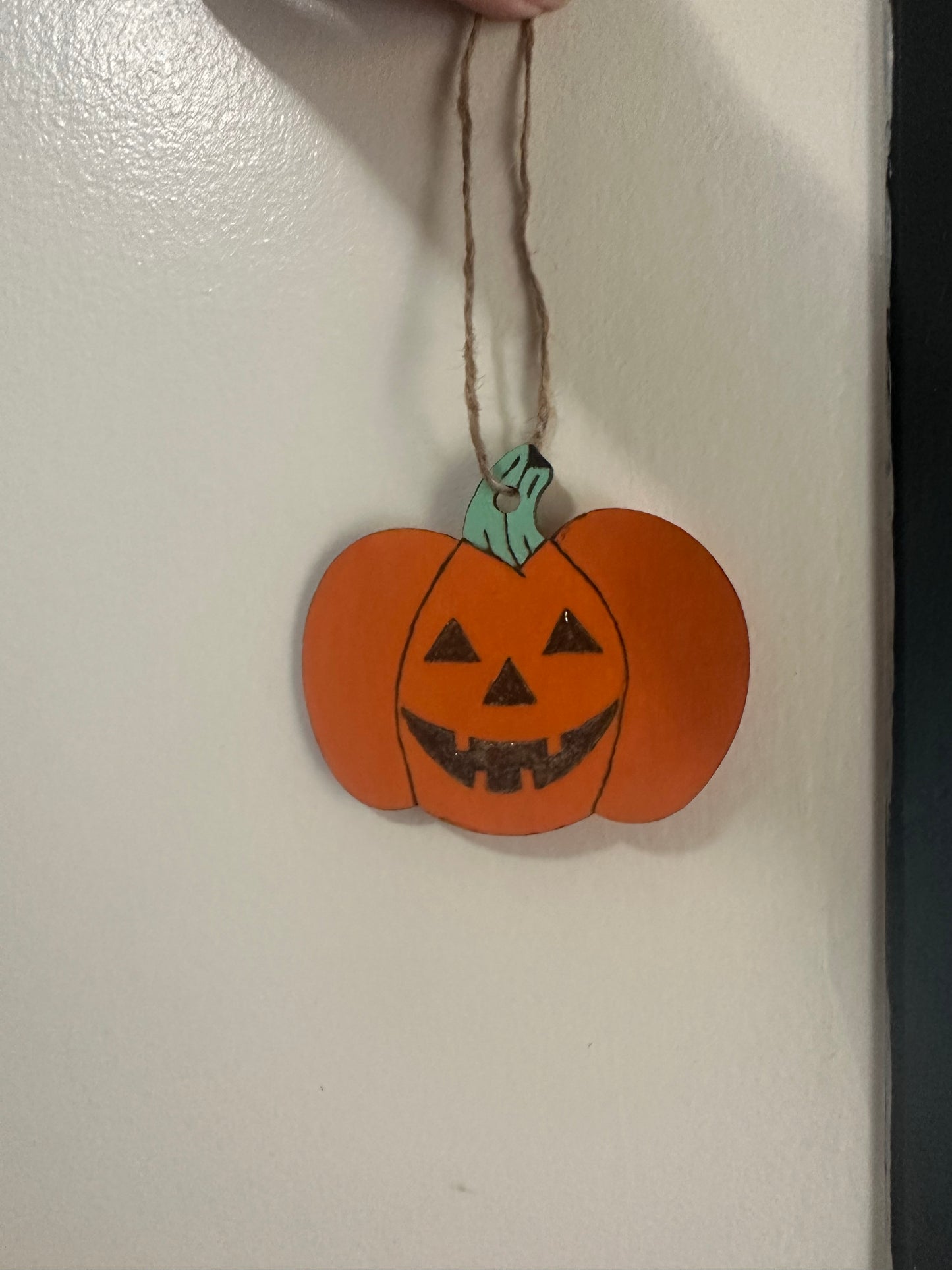 Wood Burned Jack-o'-lantern Ornament