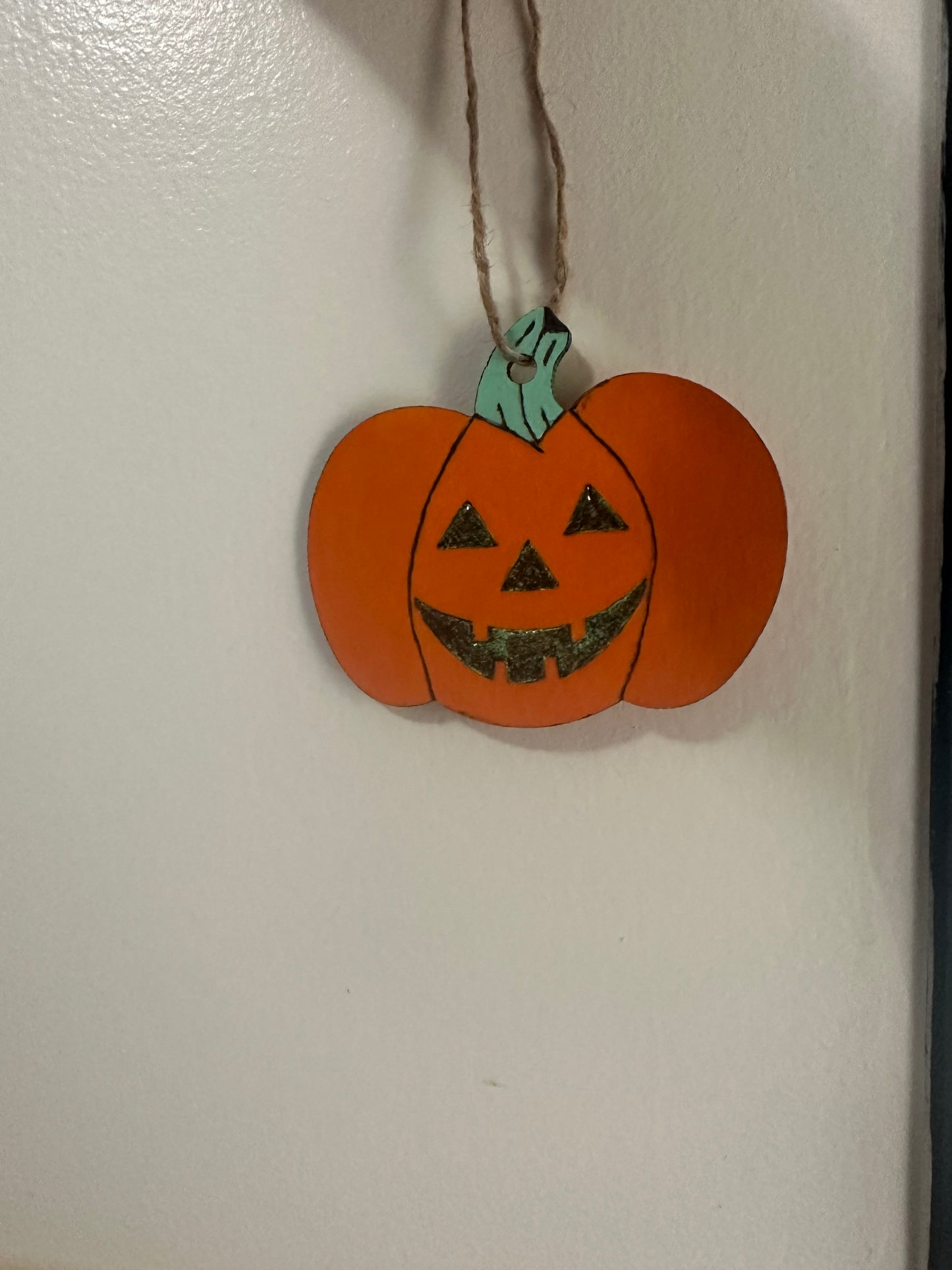 Wood Burned Jack-o'-lantern Ornament